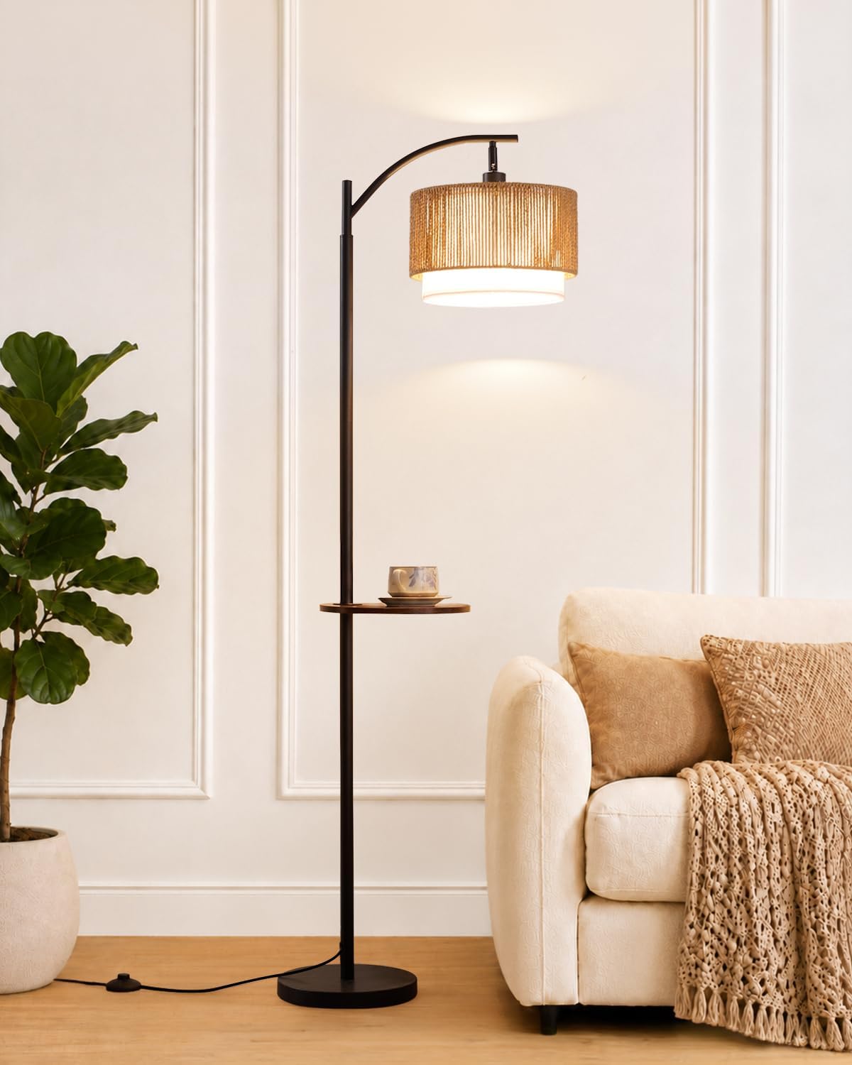Floor Lamp Arched - Boho‑Style Farmhouse Arc Floor Lamp Combined