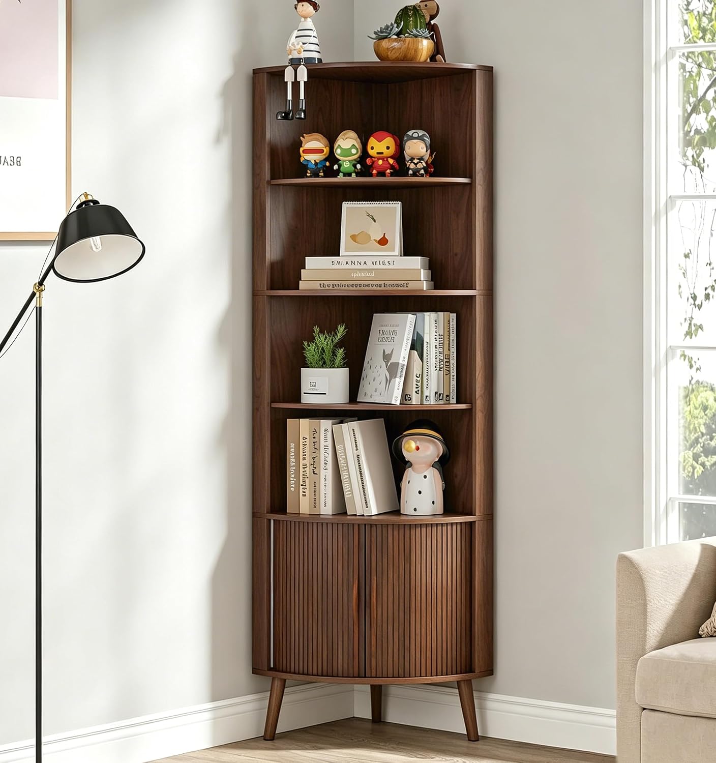5-Tier Corner Shelf, 66.73''Ta - Bookshelf 5 Tier review and price
