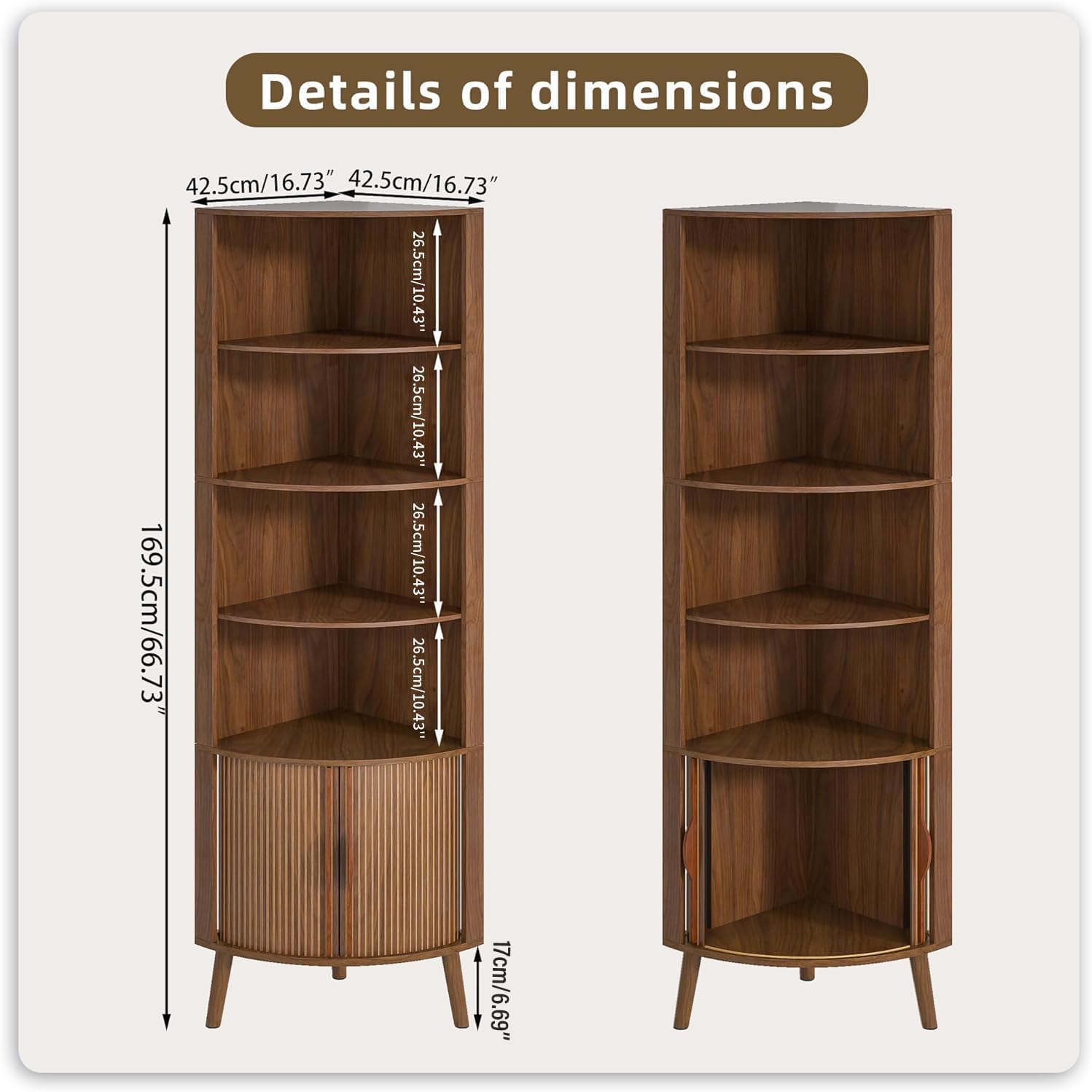 5-Tier Corner Shelf, 66.73''Ta - Bookshelf 5 Tier review and price