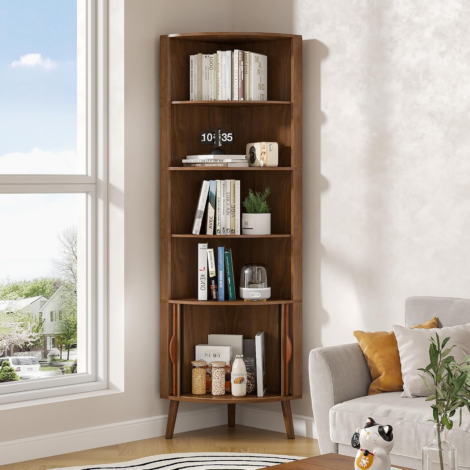 5-Tier Corner Shelf, 66.73''Ta - Bookshelf 5 Tier review and price