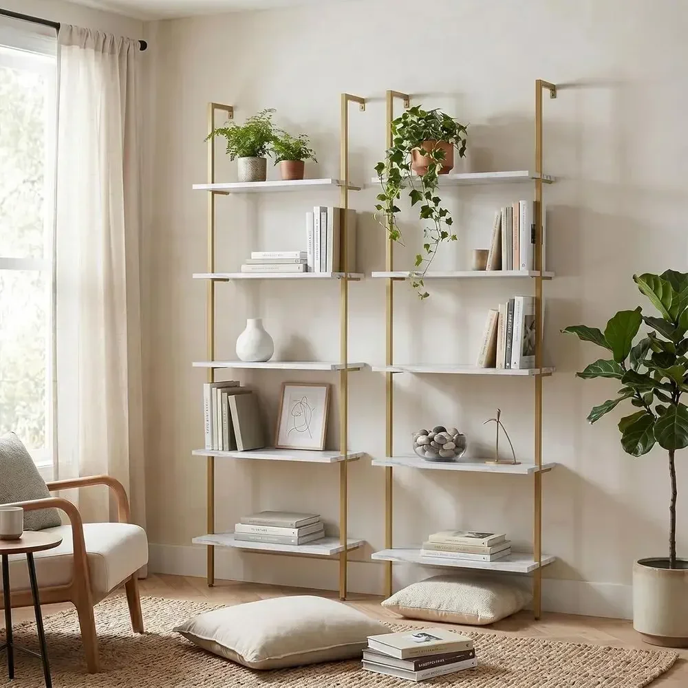 5-Tier White Marble Wall-Mount - Bookshelf 5 Tier review and price