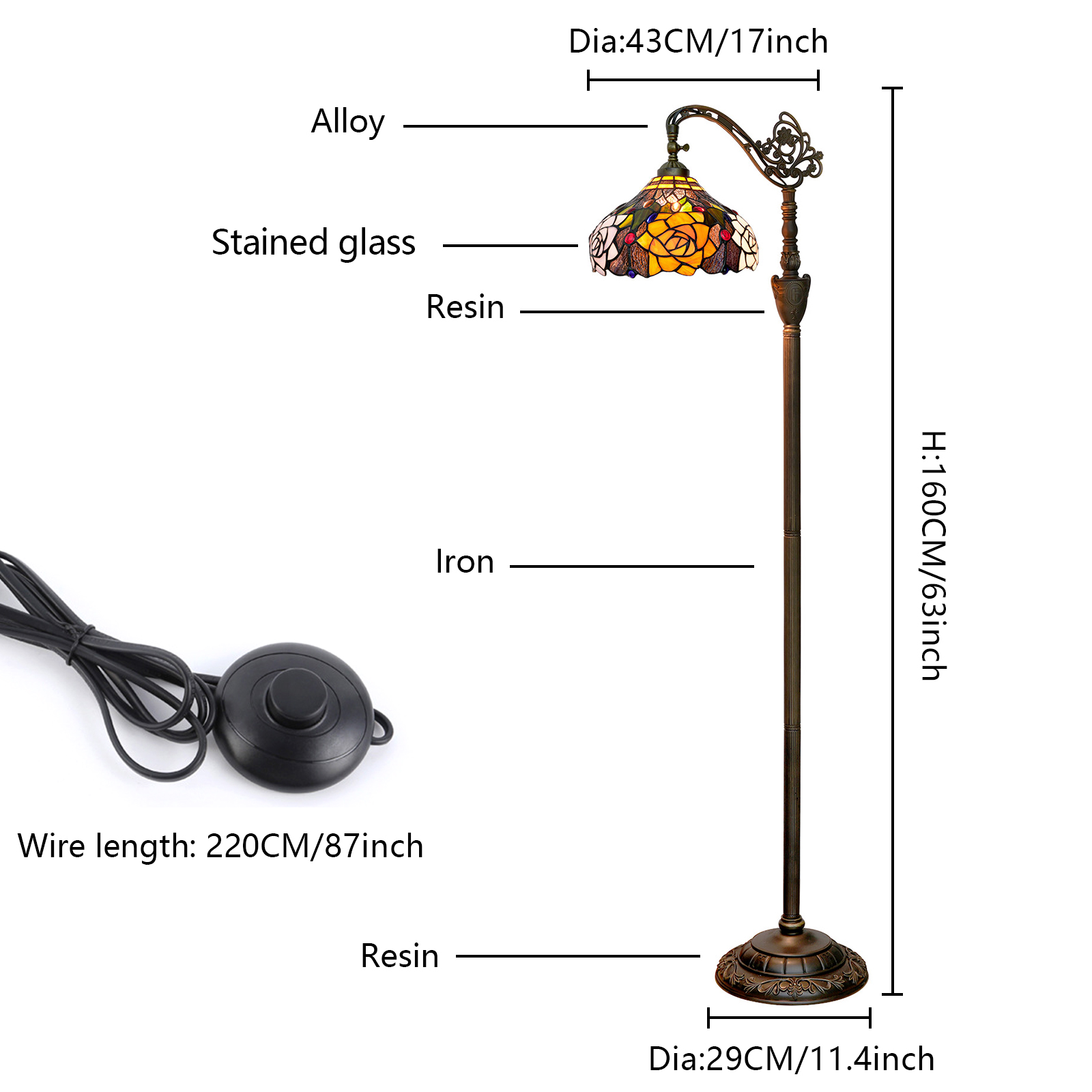 Tiffany Floor Lamp,Adjustable  - Floor Lamp Arched review and price