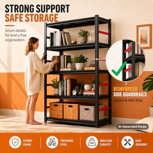 5 Tier Metal Bookshelf with An - Bookshelf 5 Tier review and price
