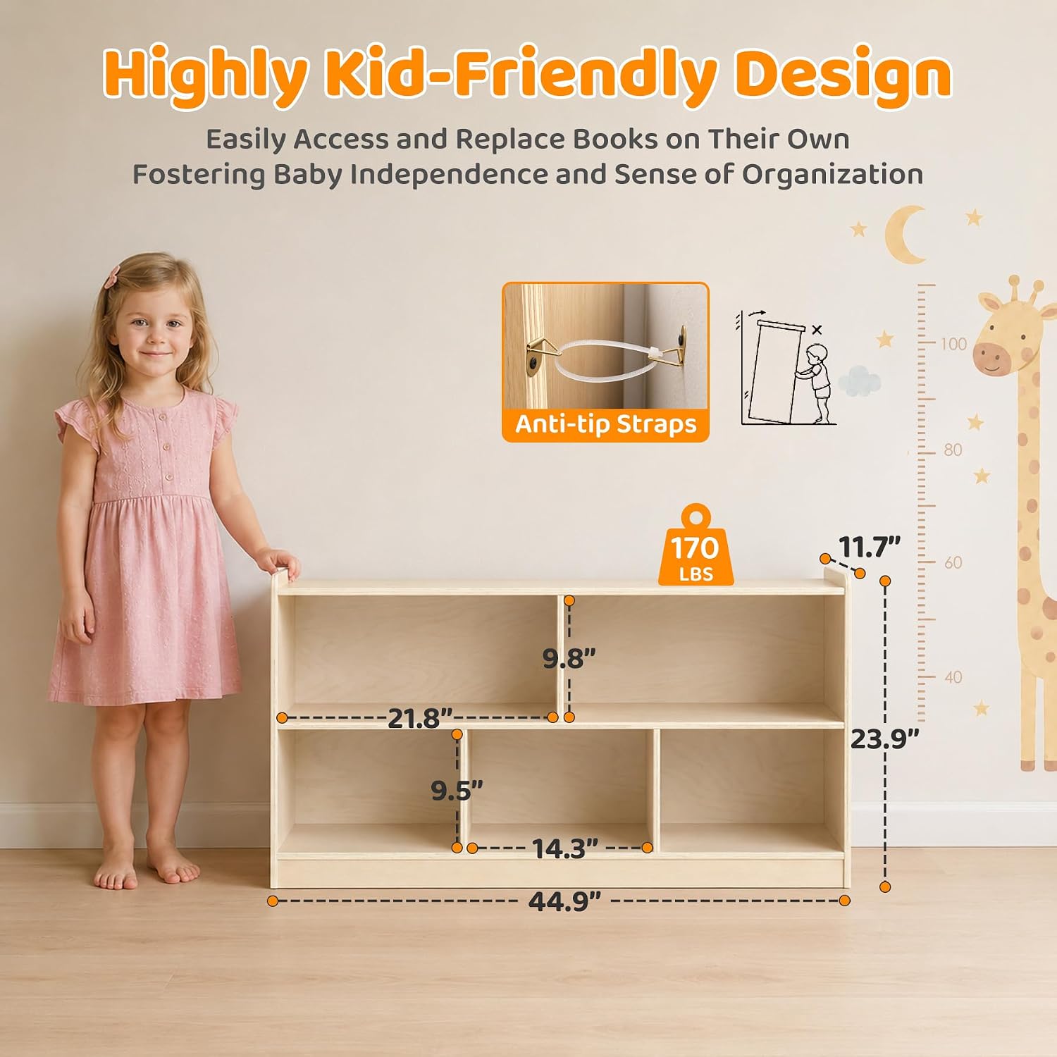Wooden 5-Section Montessori To - Bookshelf 5 Tier review and price