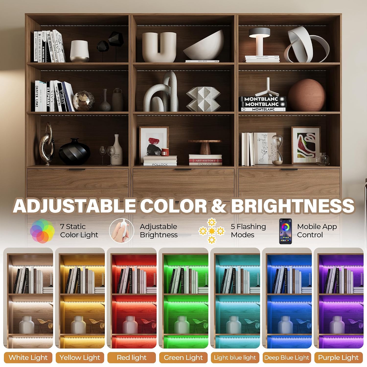 3PCS Lighted Bookshelf 5-Tier  - Bookshelf 5 Tier review and price
