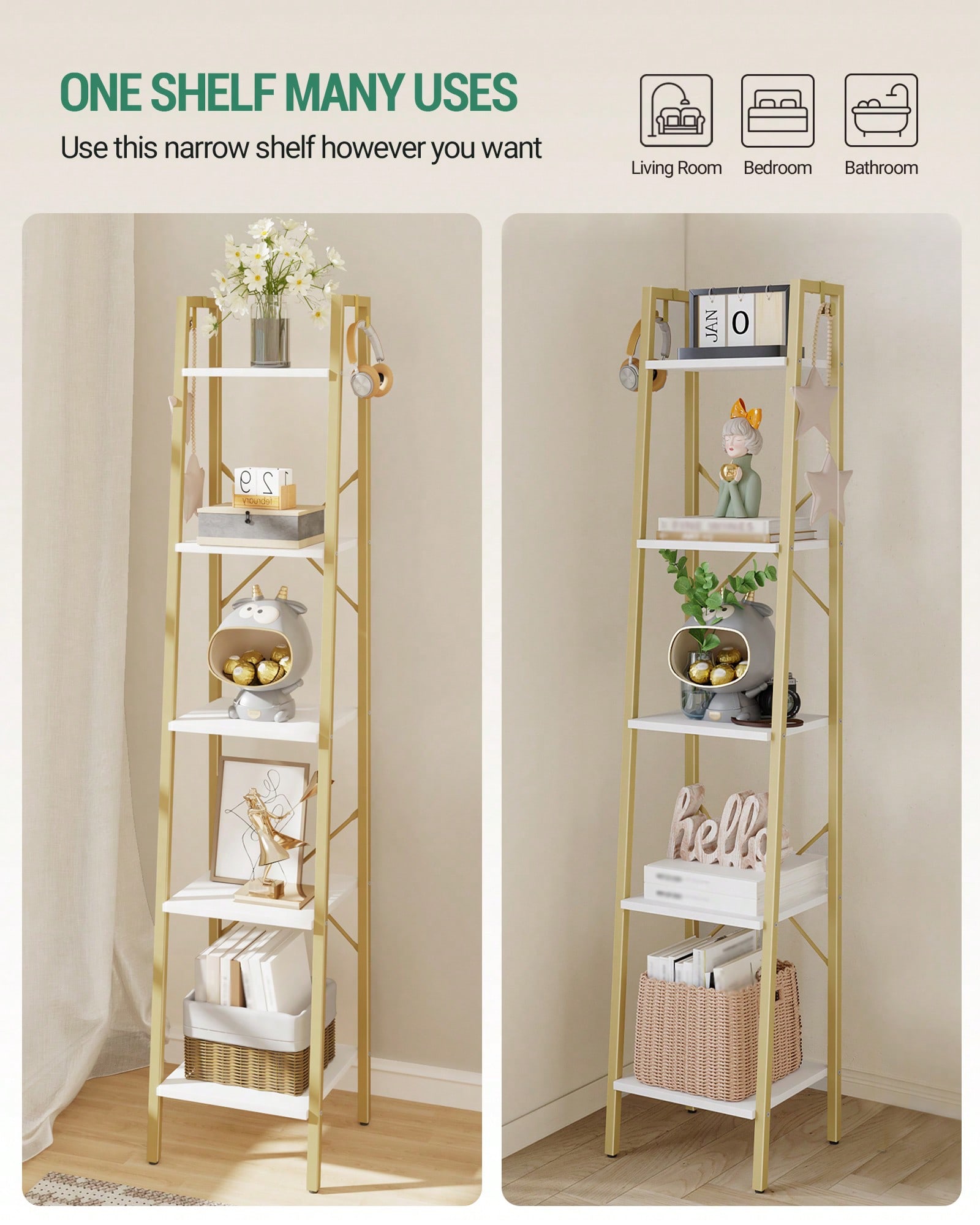 5 Tier Ladder Shelf Modern Gla - Bookshelf 5 Tier review and price