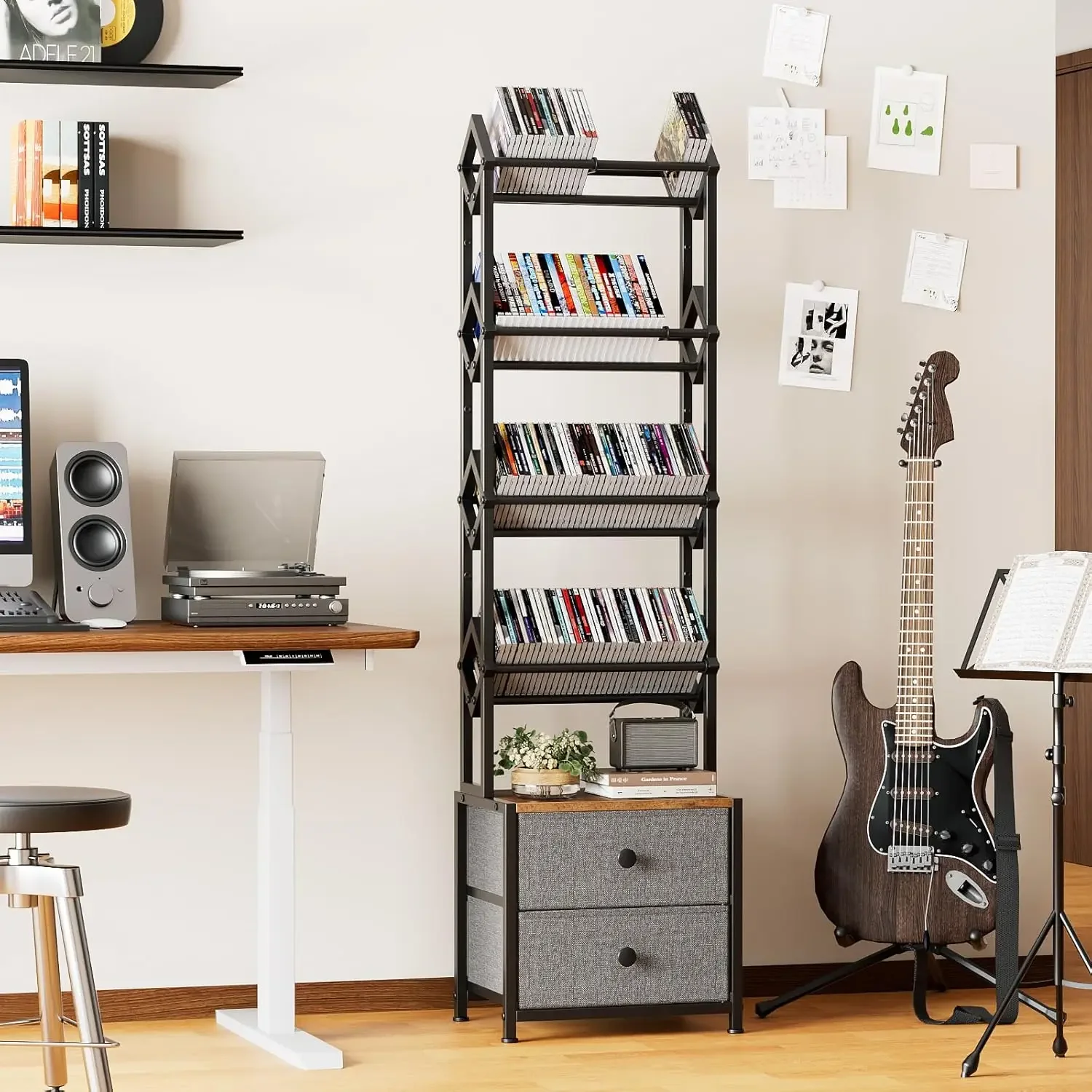 CD Storage Rack with Drawers,  - Bookshelf 5 Tier review and price
