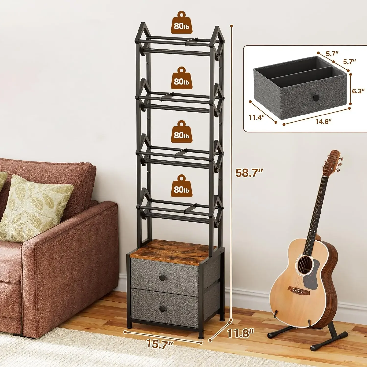 CD Storage Rack with Drawers,  - Bookshelf 5 Tier review and price