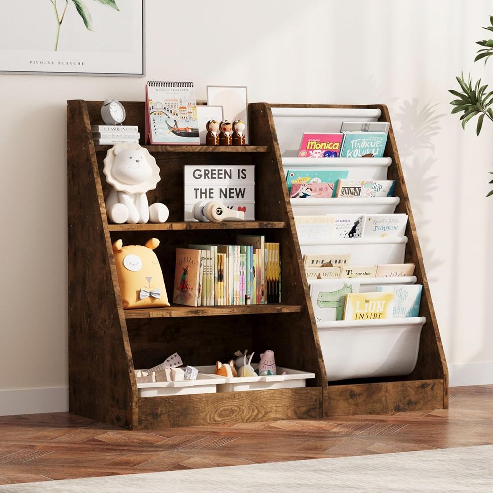 4-Tier Wooden Toddler Bookshel - Bookshelf 5 Tier review and price