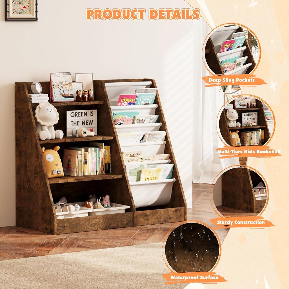 4-Tier Wooden Toddler Bookshel - Bookshelf 5 Tier review and price