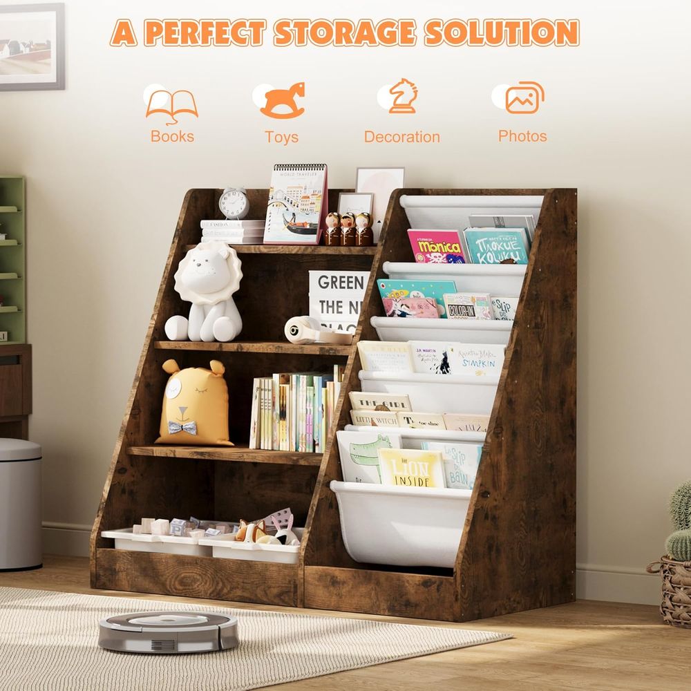 4-Tier Wooden Toddler Bookshel - Bookshelf 5 Tier review and price
